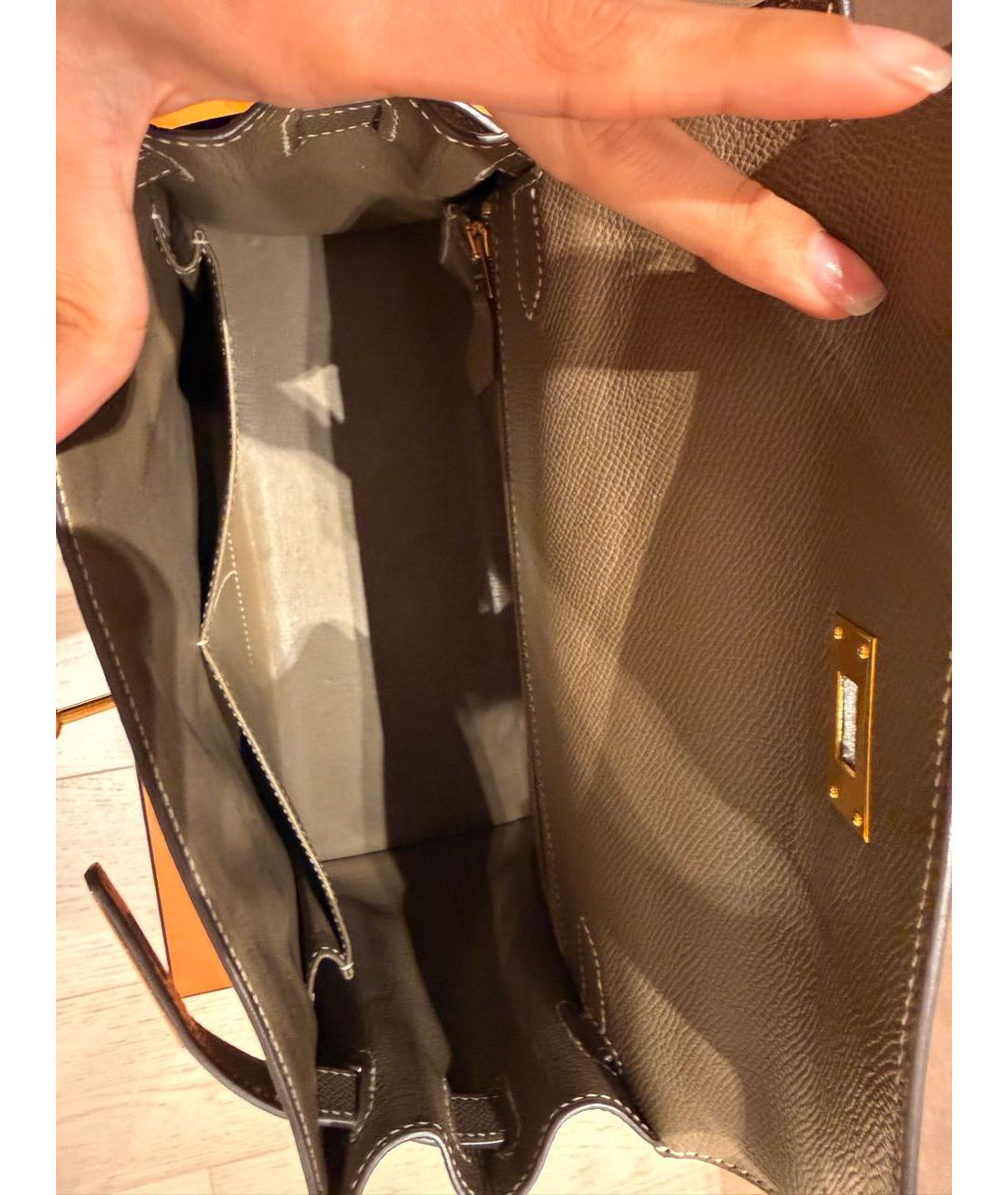 HERMES Антрацитовая кожаная сумка через плечо, фото 4