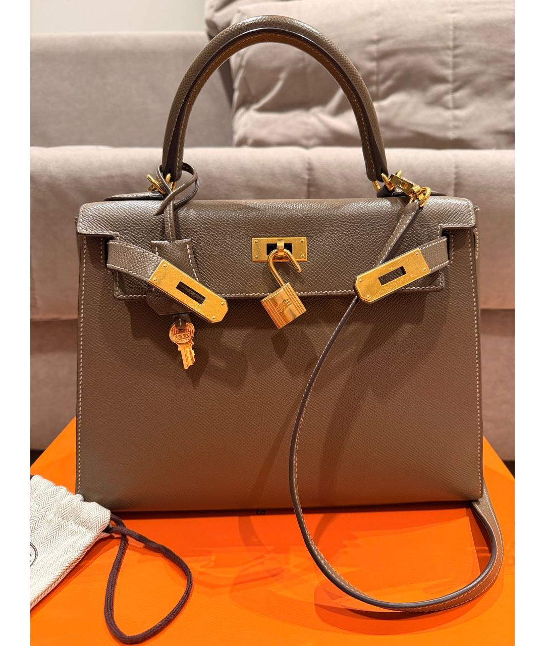 HERMES Антрацитовая кожаная сумка через плечо, фото 8