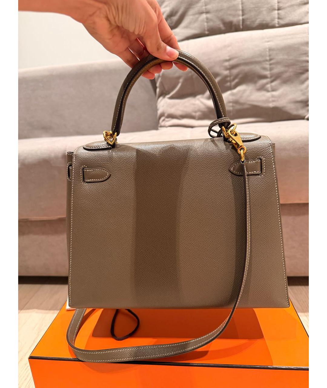 HERMES Антрацитовая кожаная сумка через плечо, фото 3