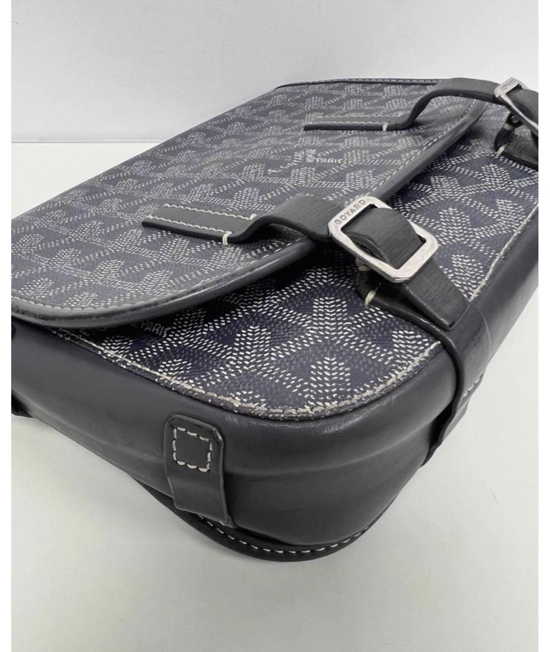 GOYARD Темно-синяя сумка на плечо из канвы, фото 3