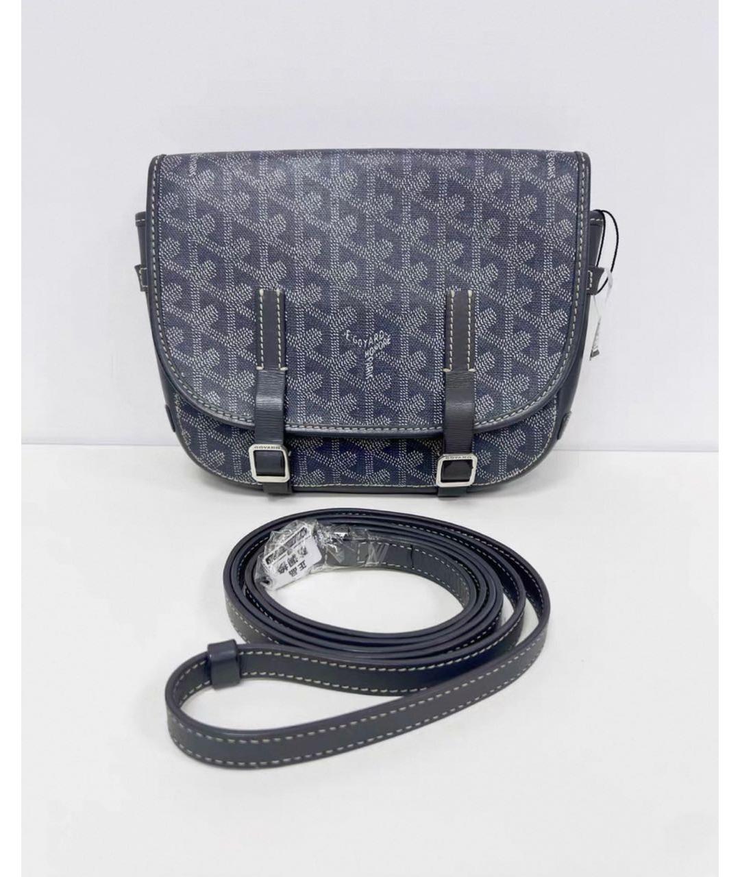 GOYARD Темно-синяя сумка на плечо из канвы, фото 5