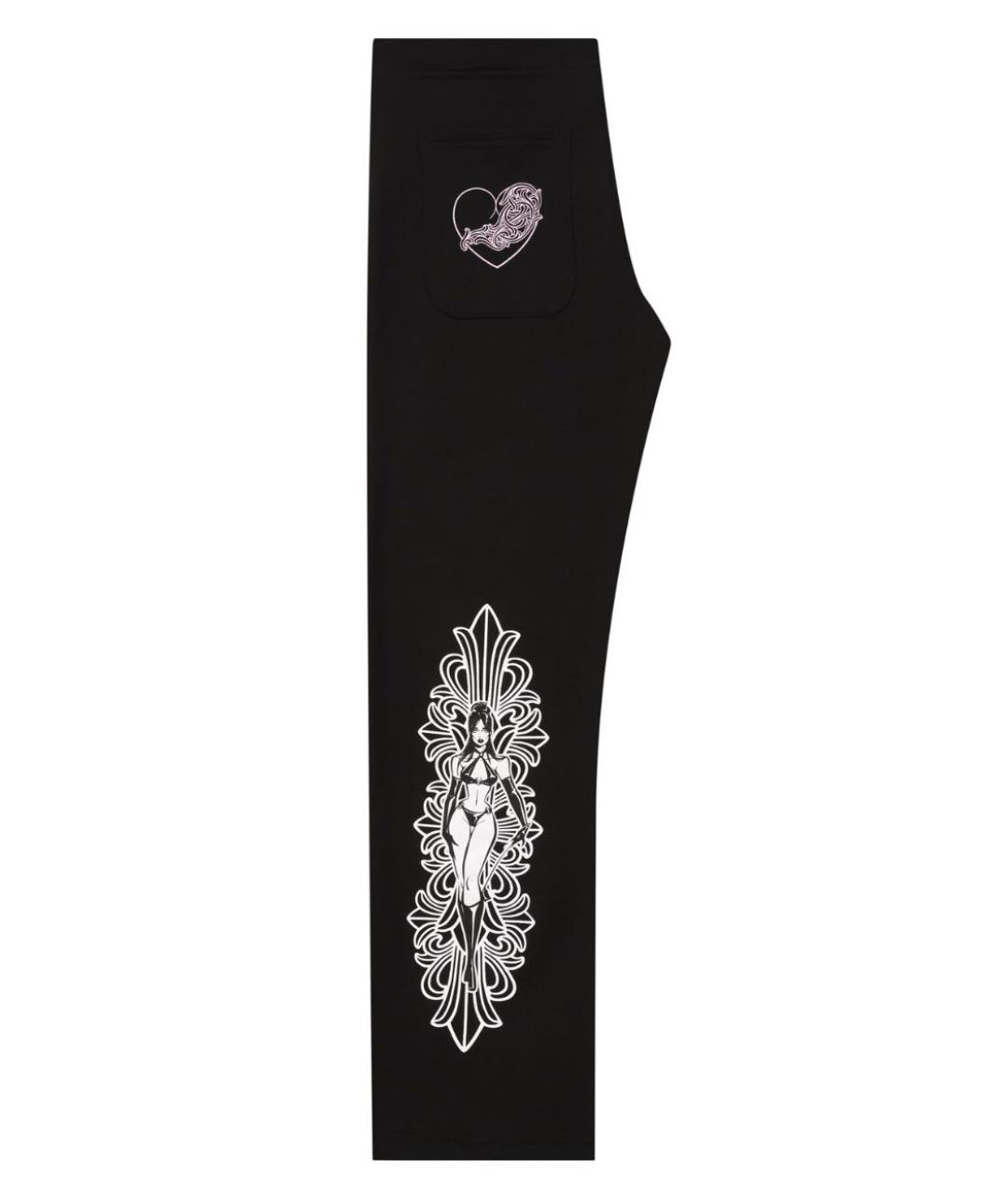 CHROME HEARTS Черные хлопковые прямые брюки, фото 2