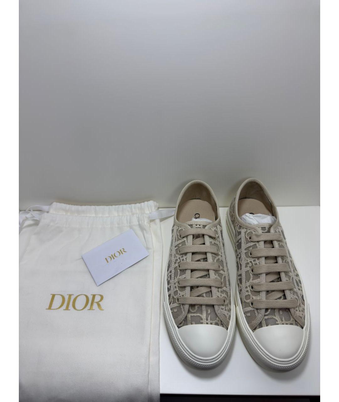 CHRISTIAN DIOR Бежевые текстильные кеды, фото 2