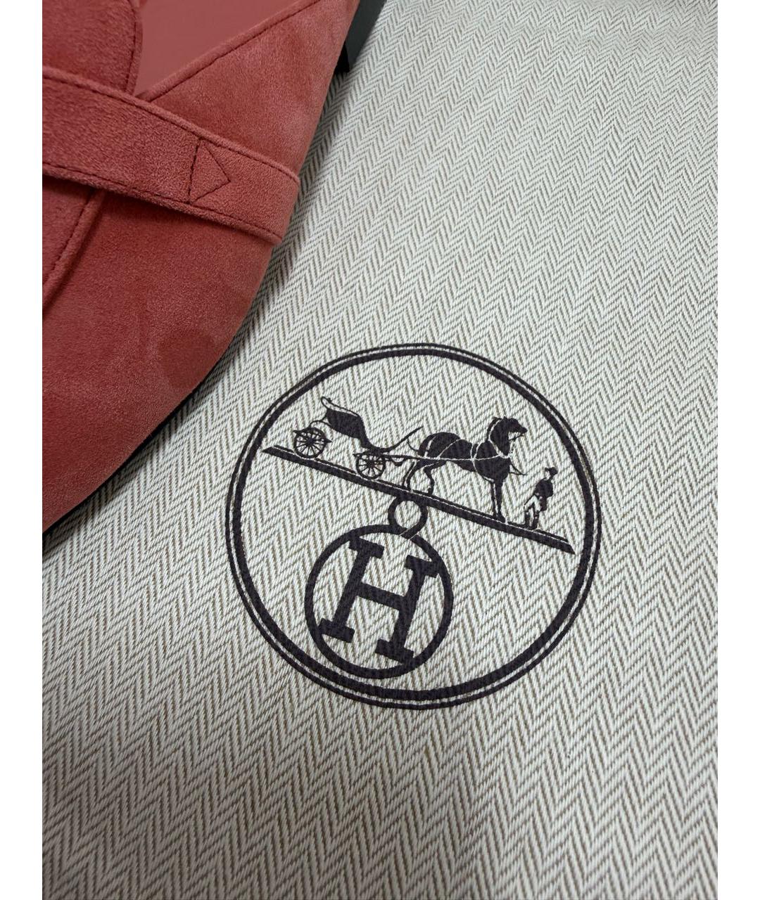 HERMES Коралловые замшевые мюли, фото 5