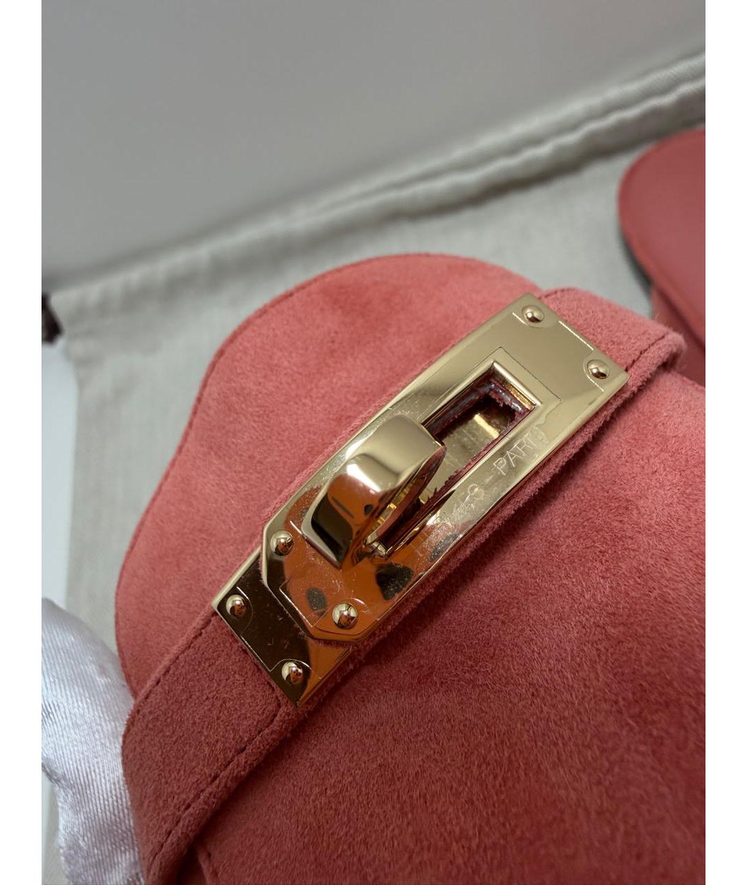 HERMES Коралловые замшевые мюли, фото 6