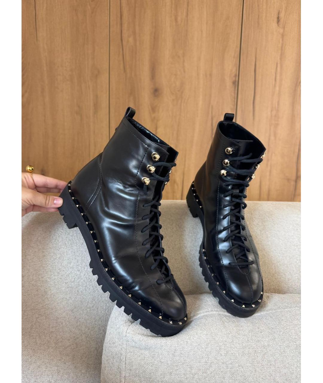 VALENTINO Черные кожаные ботинки, фото 3