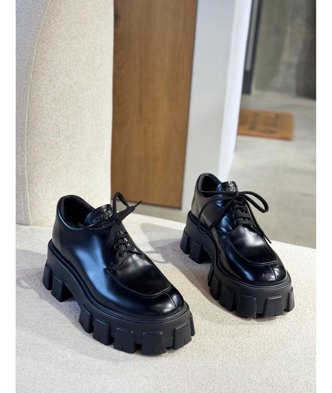 PRADA Черные кожаные брогги и оксфорды, фото 3