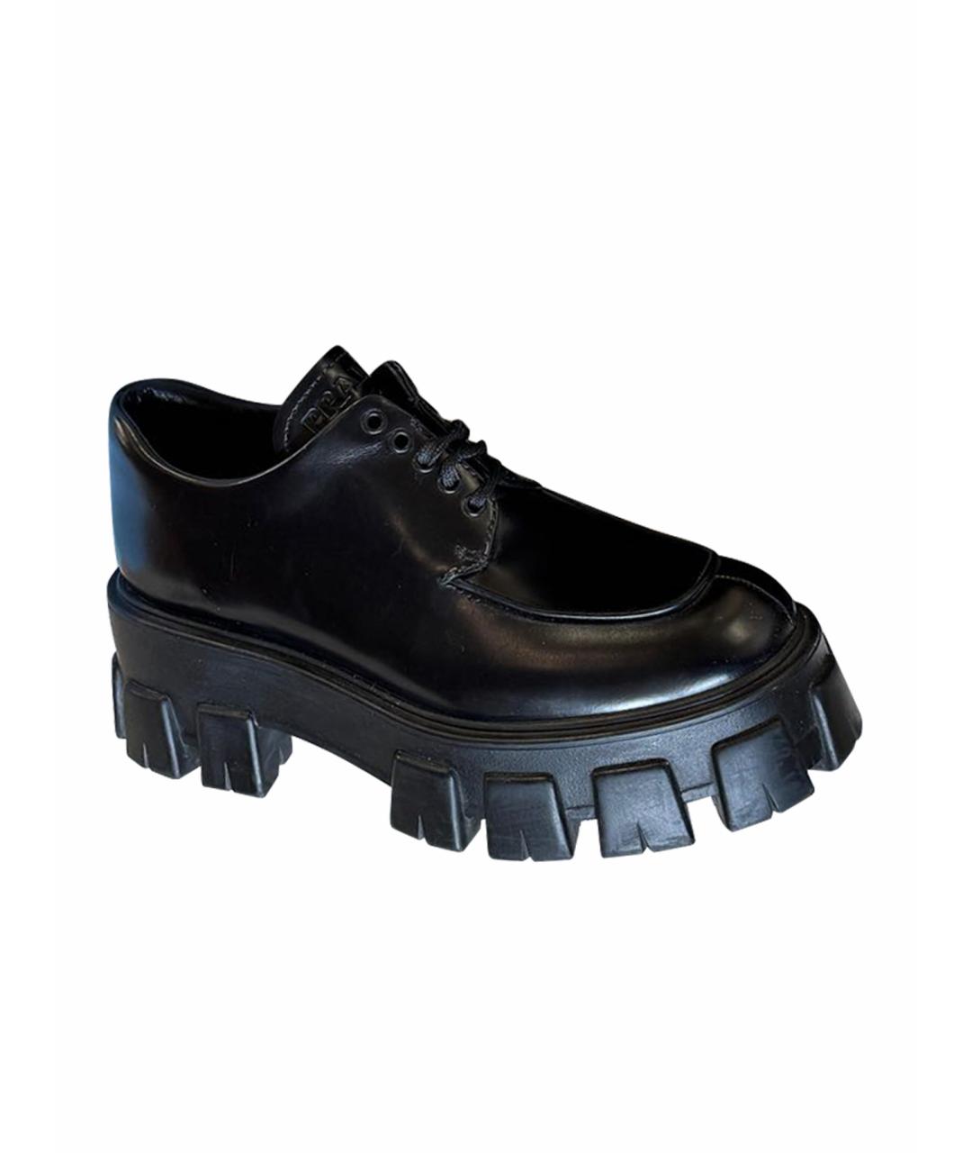 PRADA Черные кожаные брогги и оксфорды, фото 1