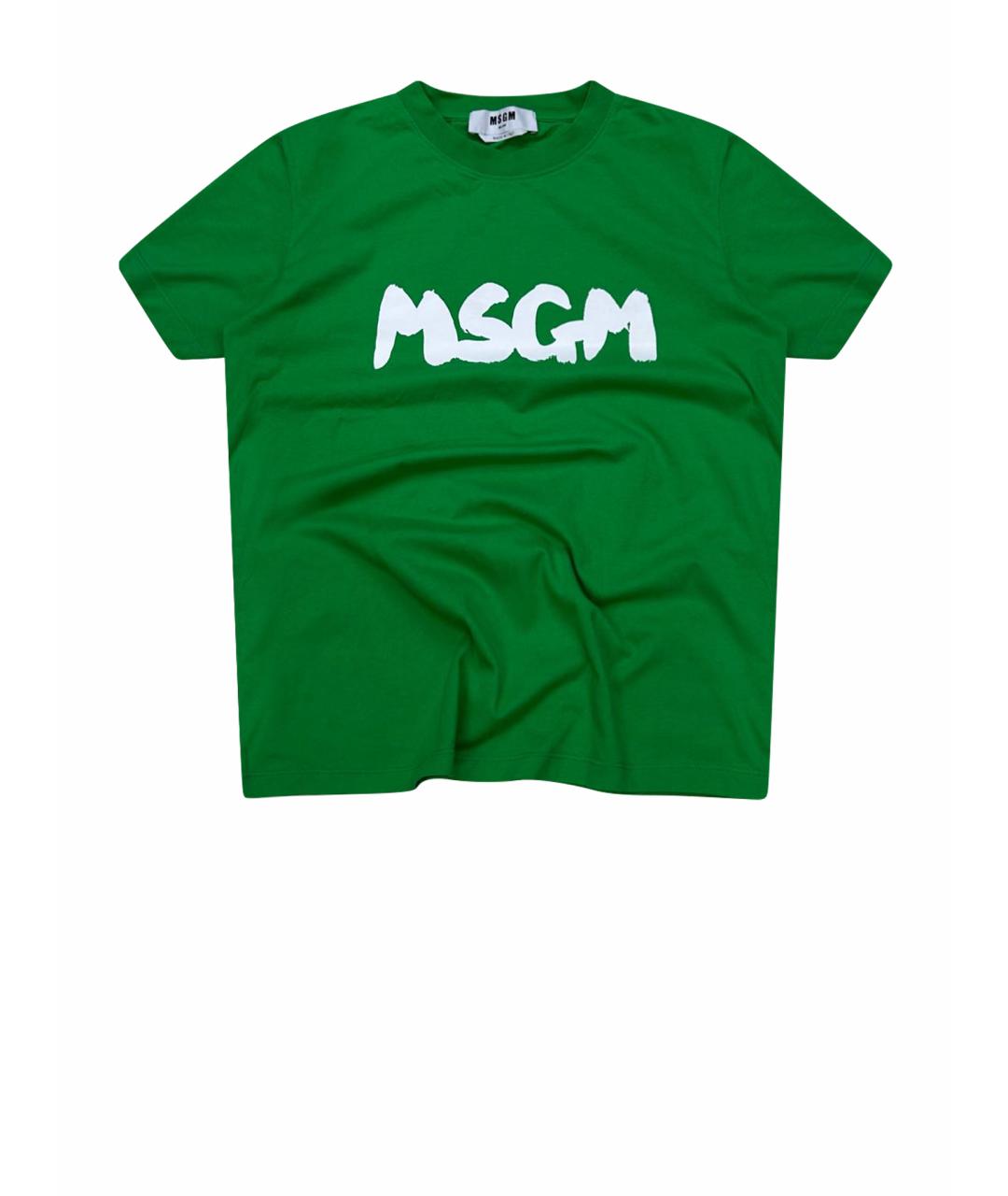 MSGM Зеленая хлопковая футболка, фото 1