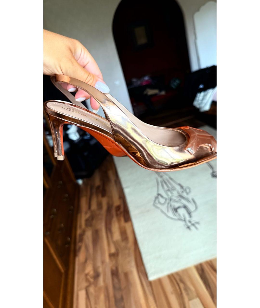 SANTONI Золотые кожаные босоножки, фото 7