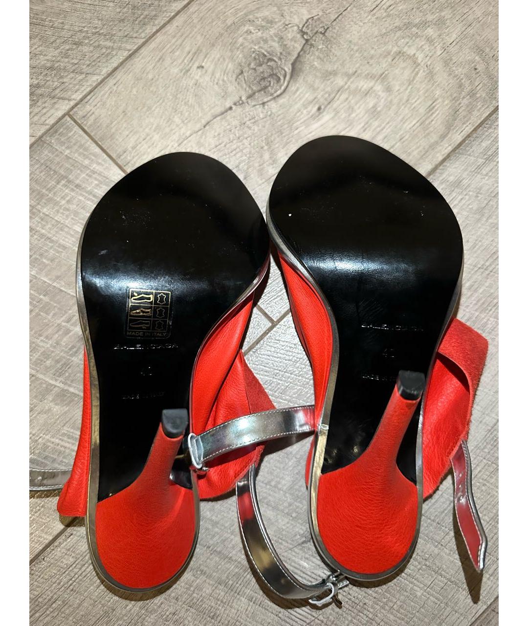 BALENCIAGA Красные кожаные босоножки, фото 5