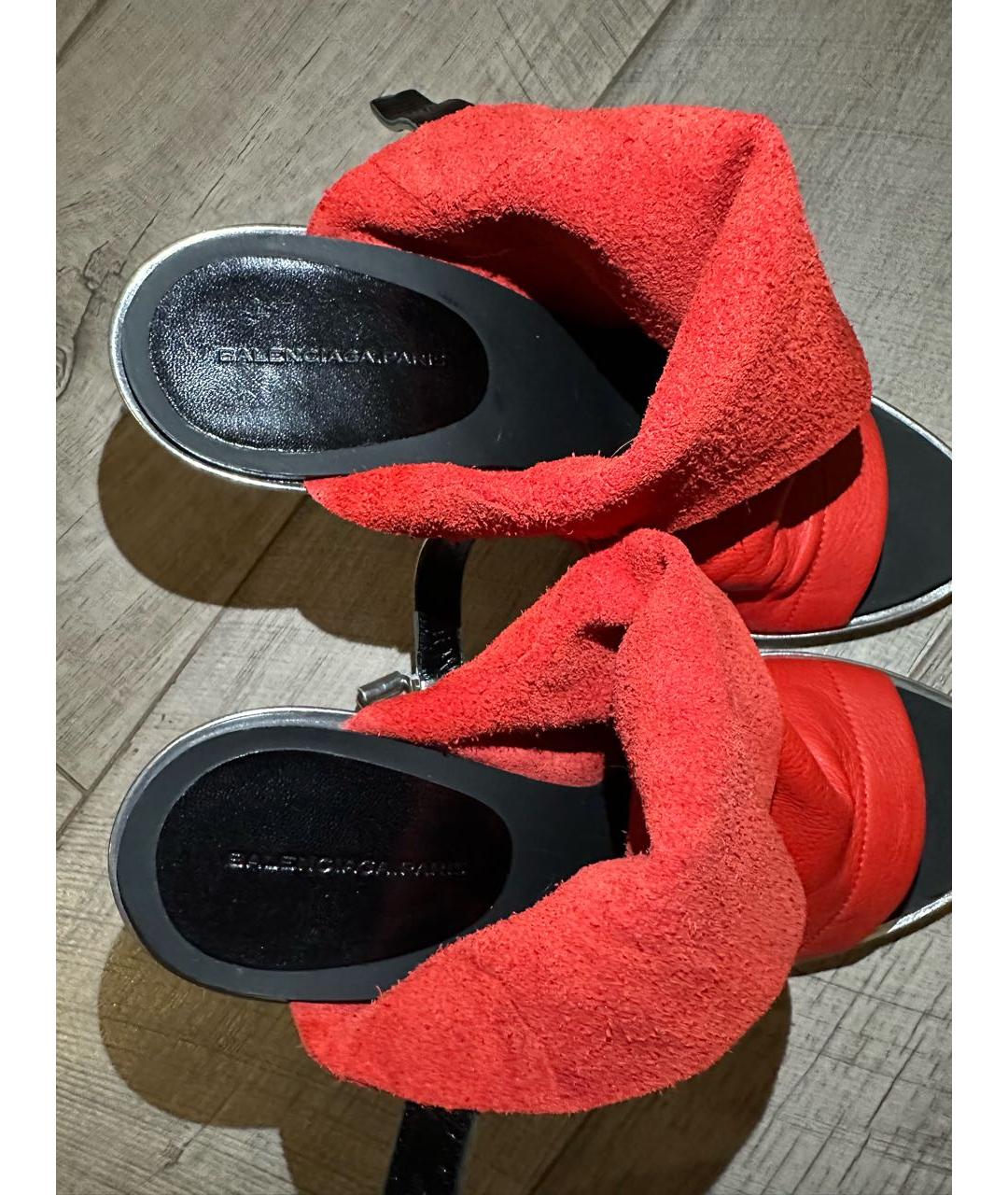BALENCIAGA Красные кожаные босоножки, фото 8