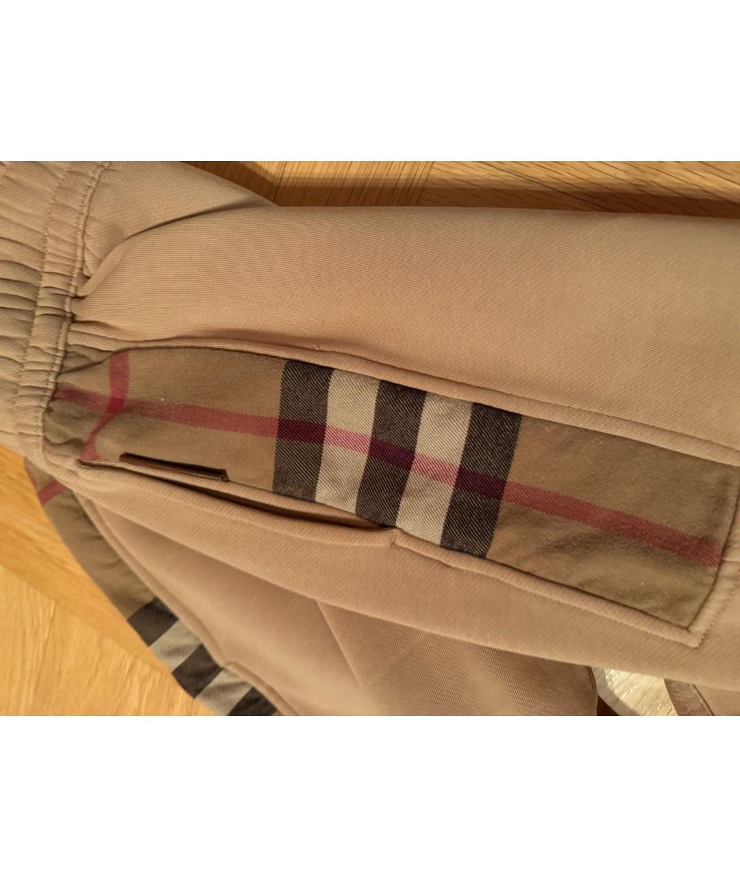 BURBERRY Бежевые хлопковые повседневные брюки, фото 3