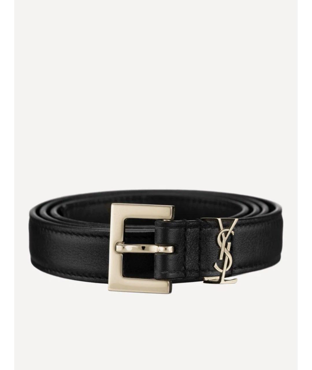 SAINT LAURENT Черный кожаный ремень, фото 9