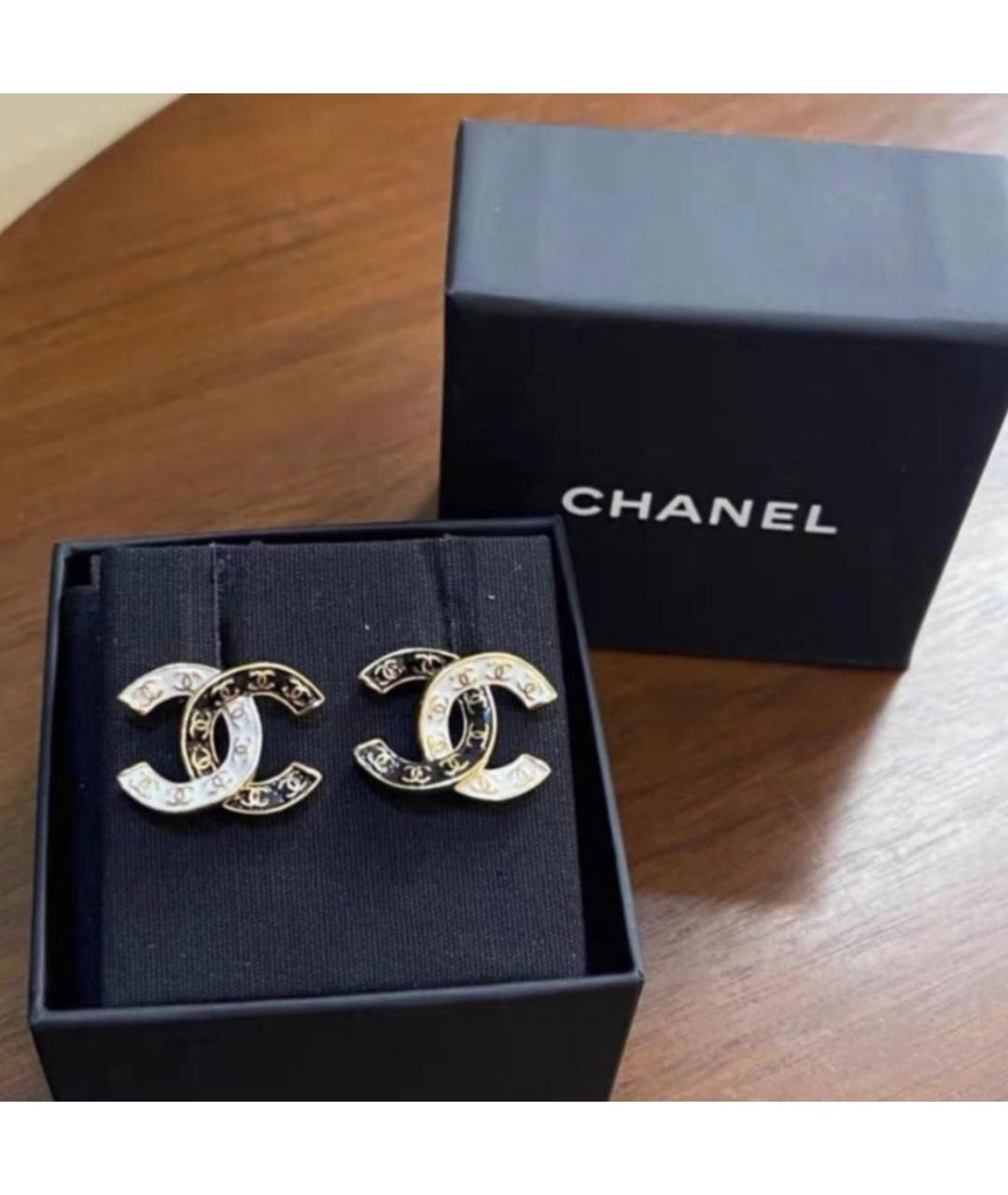 CHANEL Черные металлические серьги, фото 2