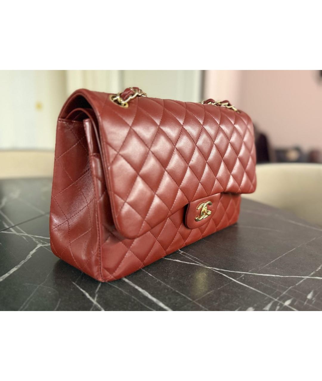 CHANEL Бордовая кожаная сумка через плечо, фото 2