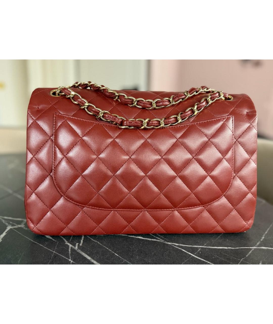CHANEL Бордовая кожаная сумка через плечо, фото 3