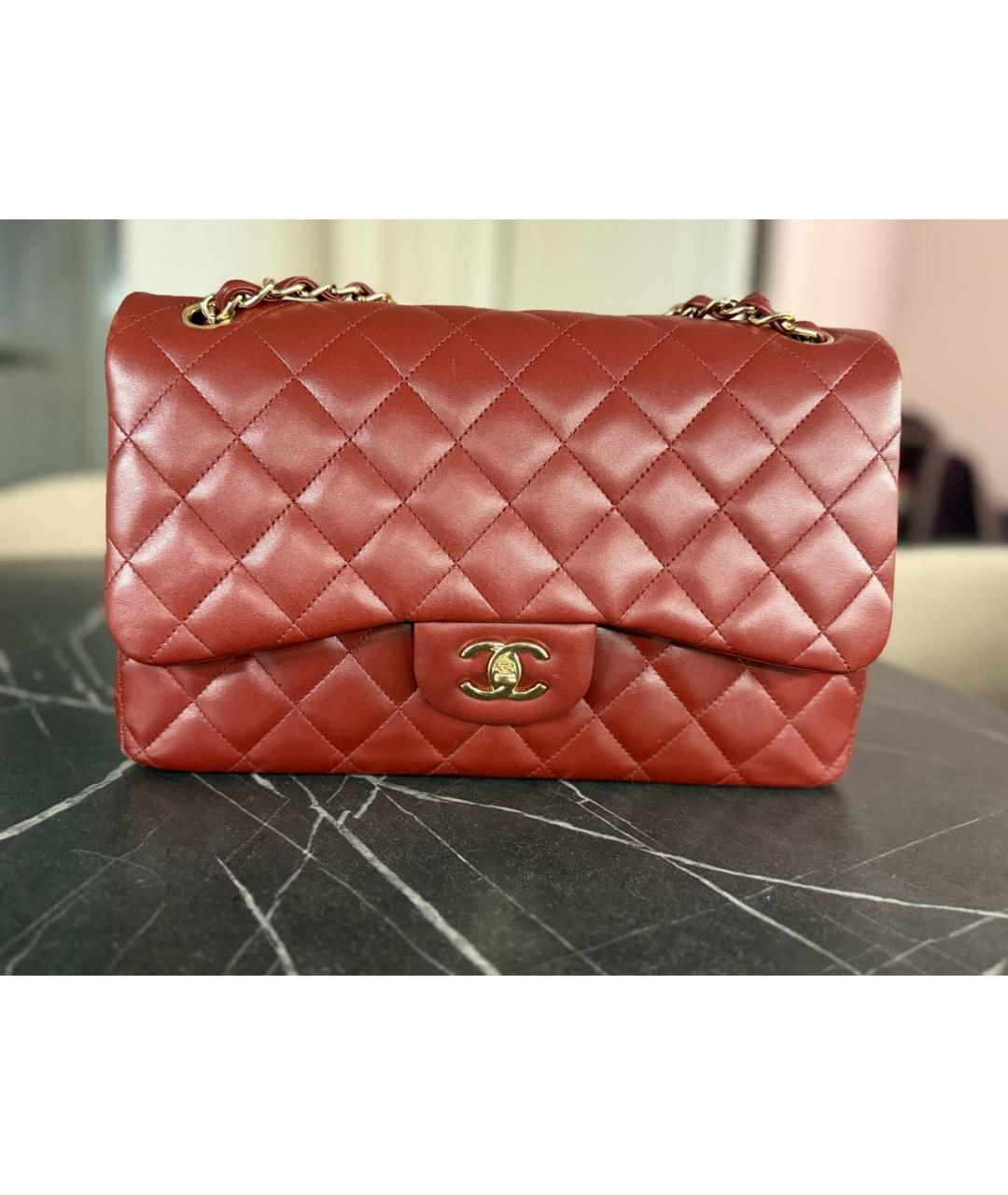 CHANEL Бордовая кожаная сумка через плечо, фото 5
