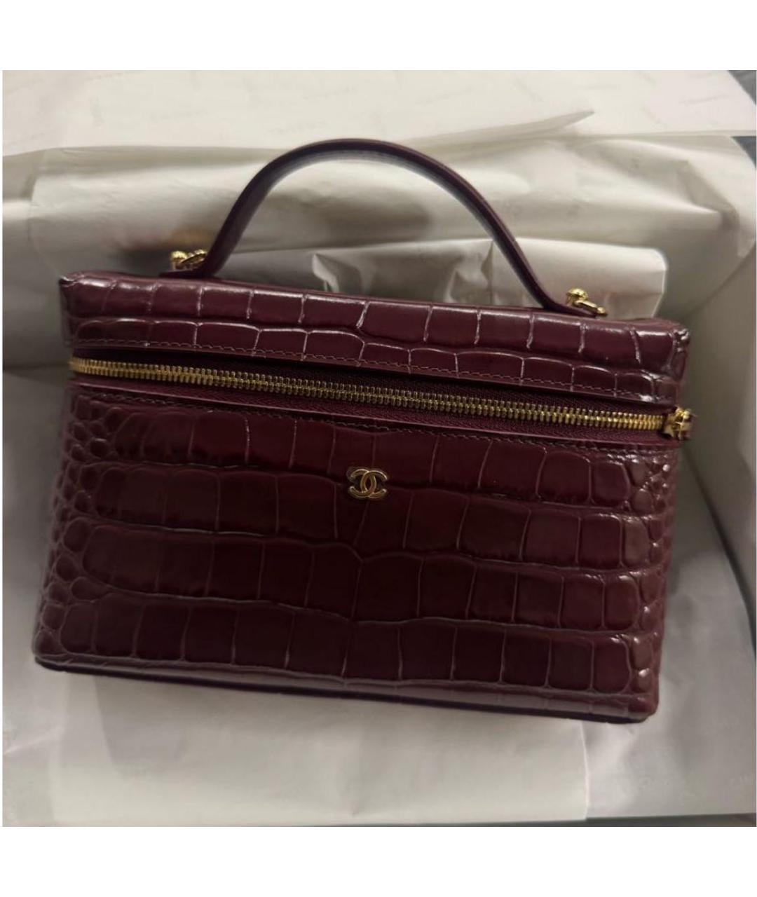 CHANEL Бордовая кожаная сумка через плечо, фото 3