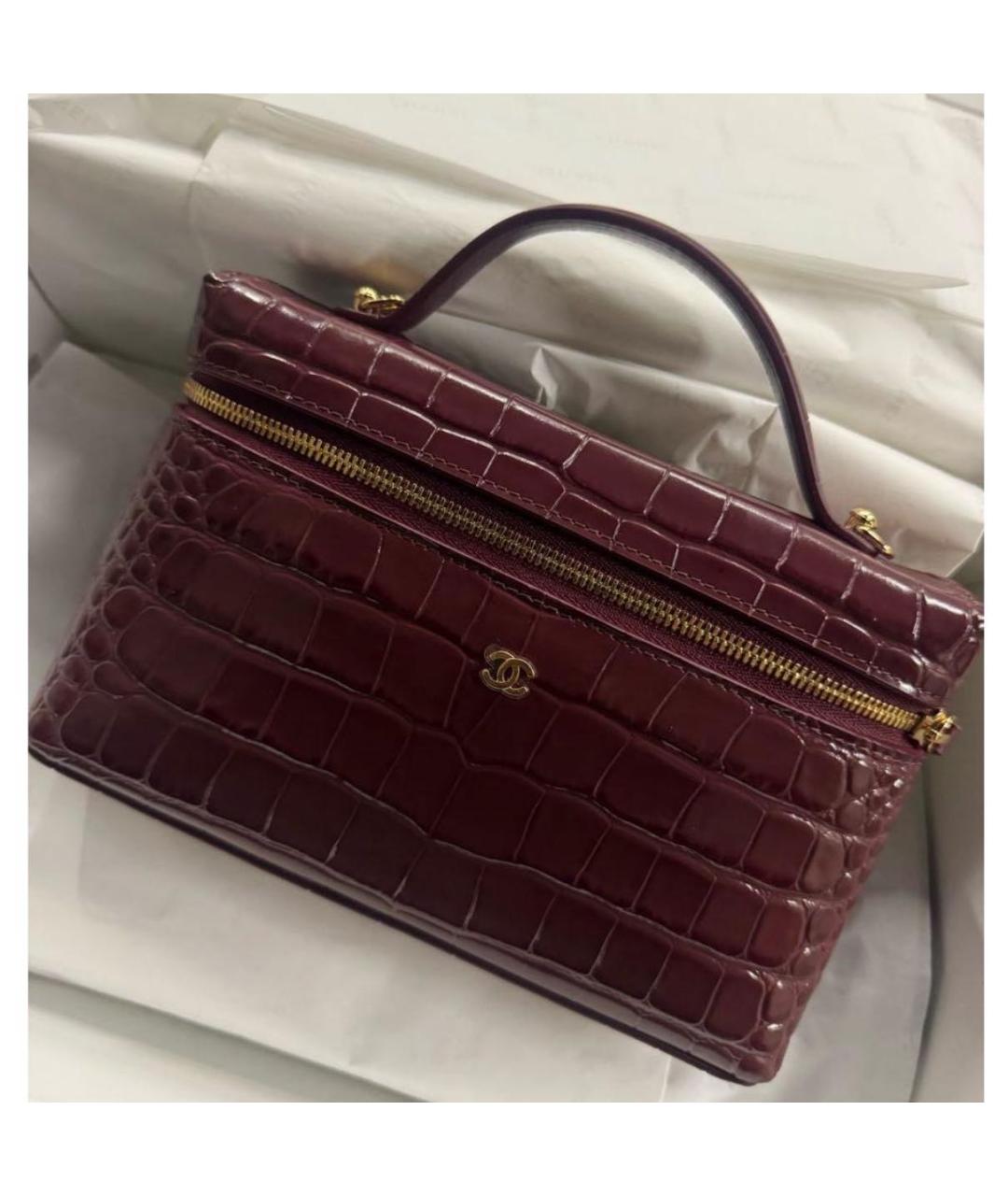CHANEL Бордовая кожаная сумка через плечо, фото 2