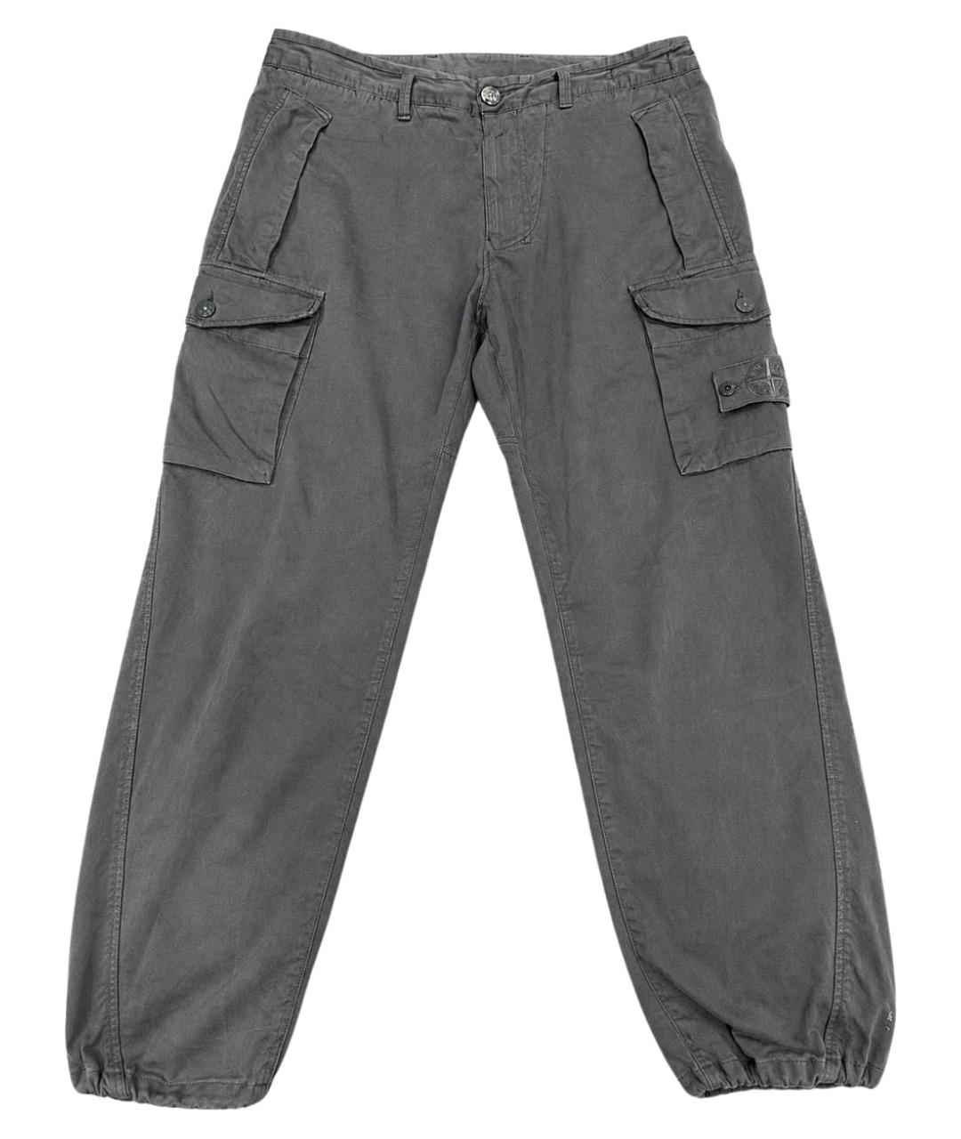 STONE ISLAND Серые хлопковые повседневные брюки, фото 1