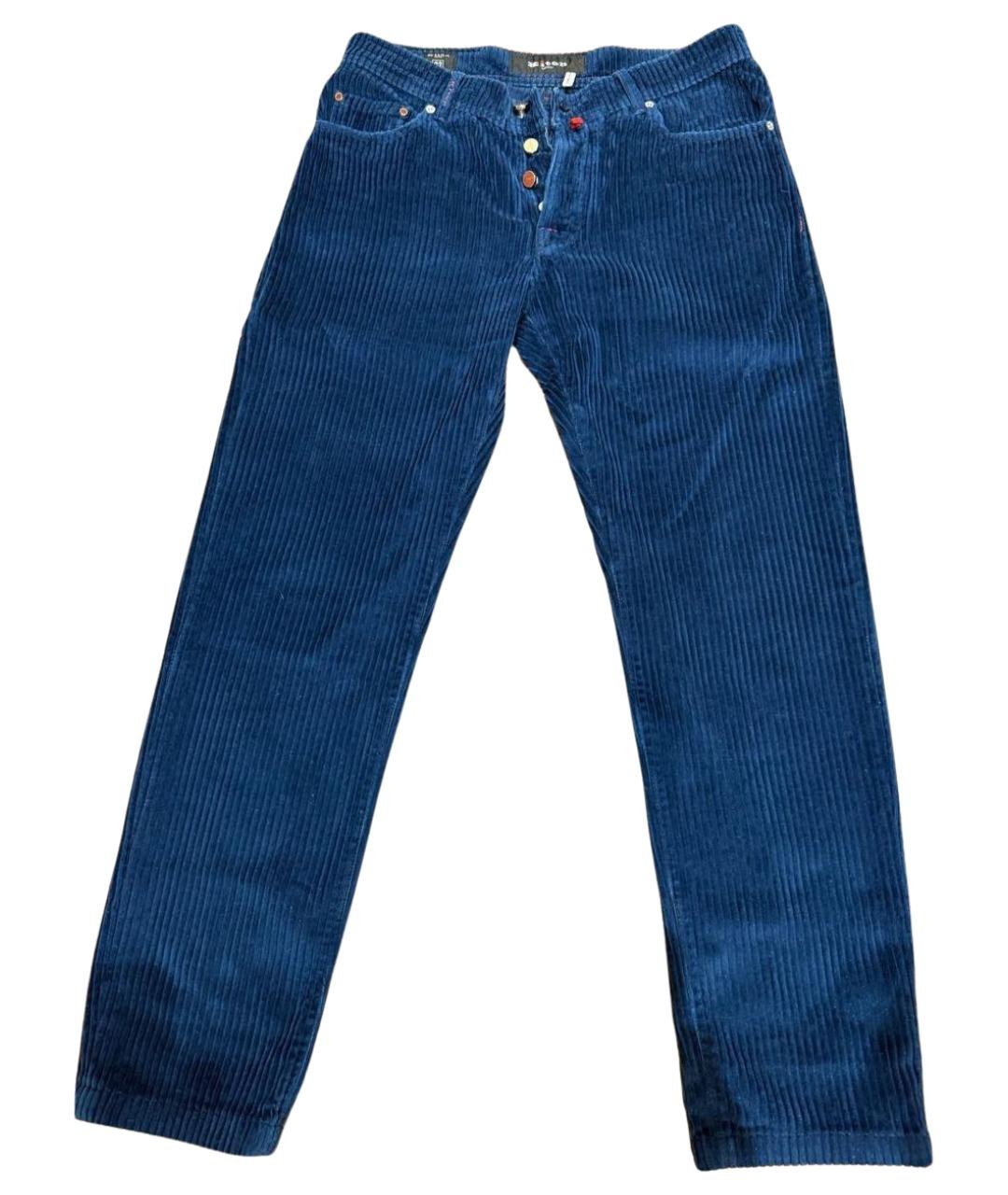 KITON Синие бархатные классические брюки, фото 1