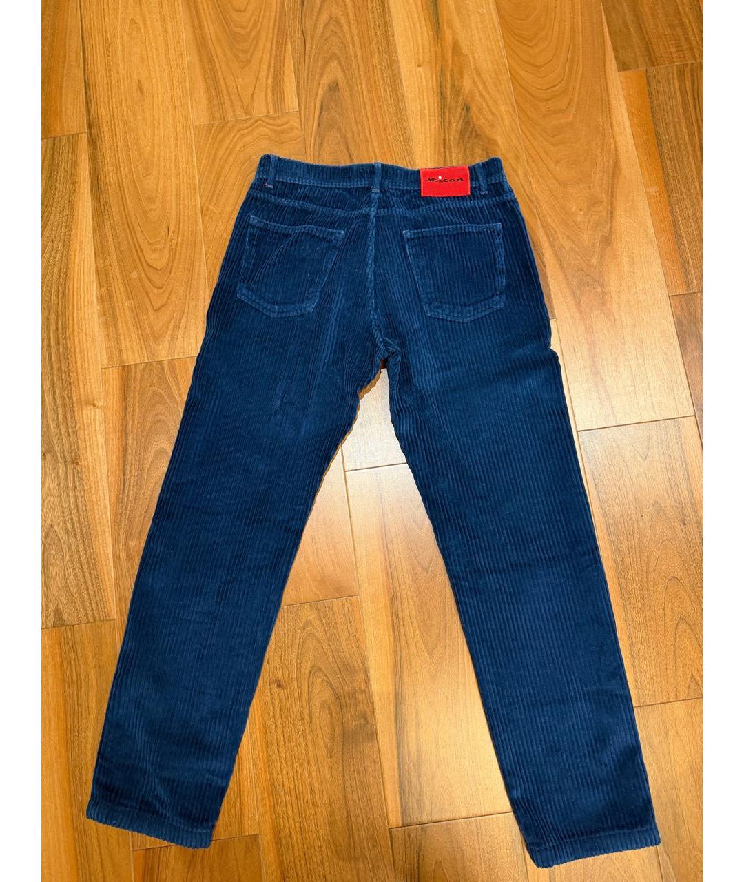 KITON Синие бархатные классические брюки, фото 2