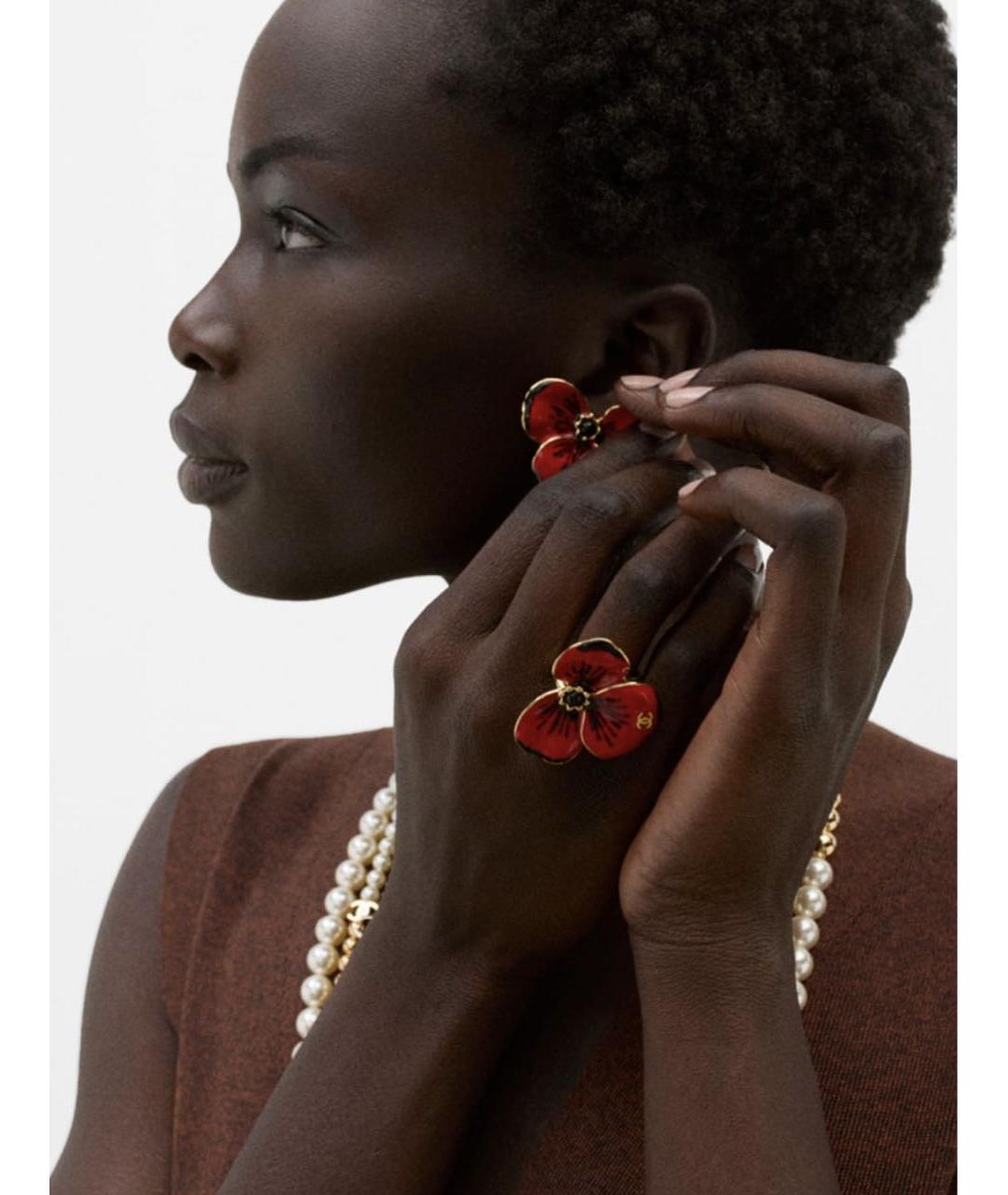CHANEL Бордовые серьги, фото 3