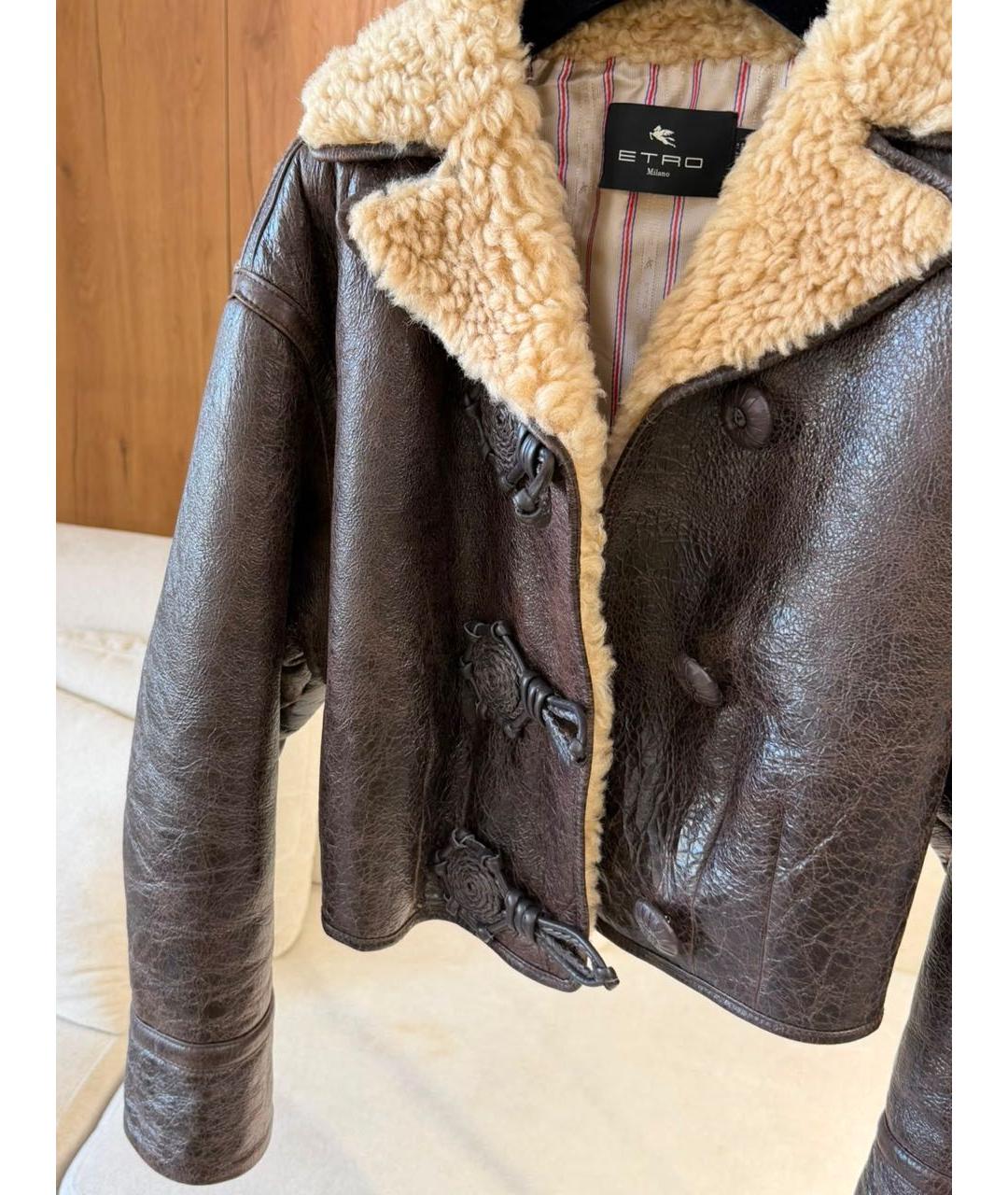 ETRO Коричневая кожаная дубленка, фото 4