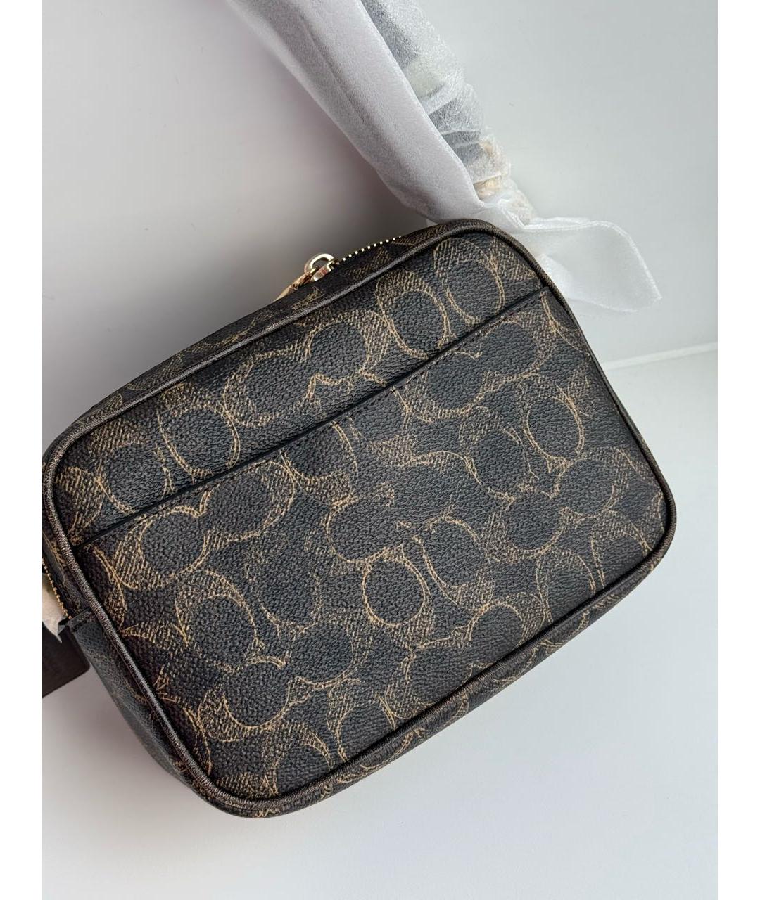 COACH Коричневая сумка через плечо из канвы, фото 3