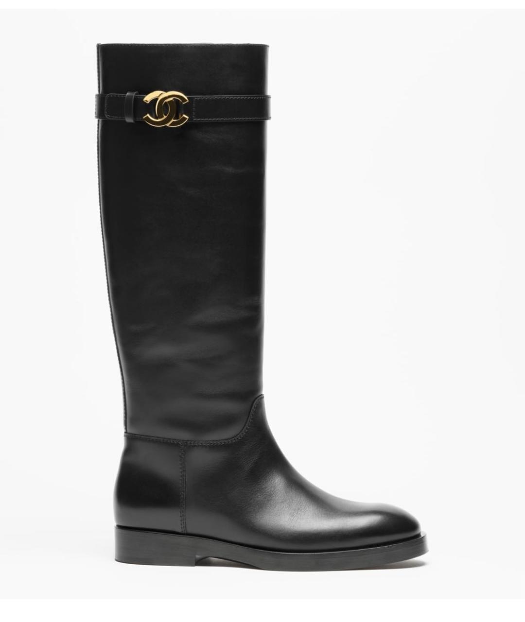 CHANEL Черные кожаные сапоги, фото 4