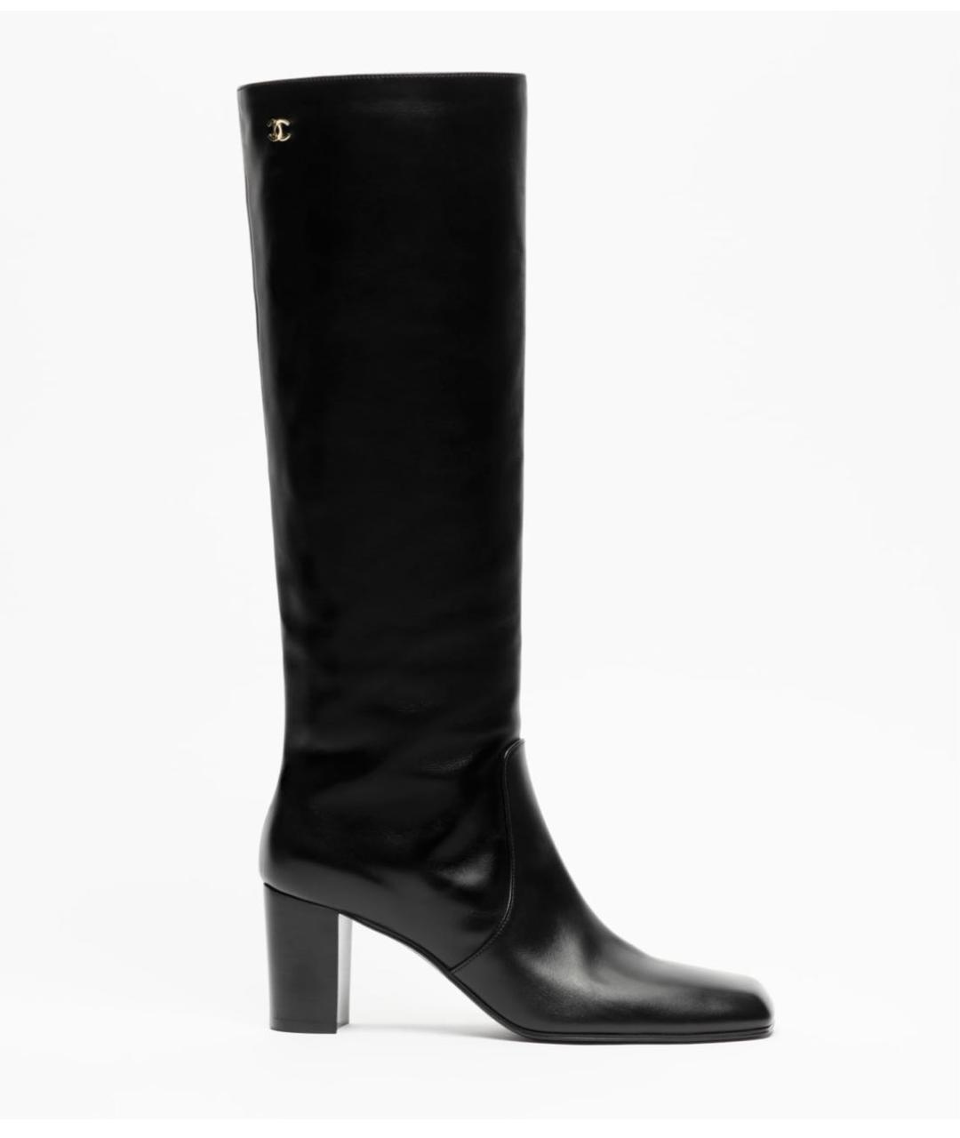 CHANEL Черные кожаные сапоги, фото 4