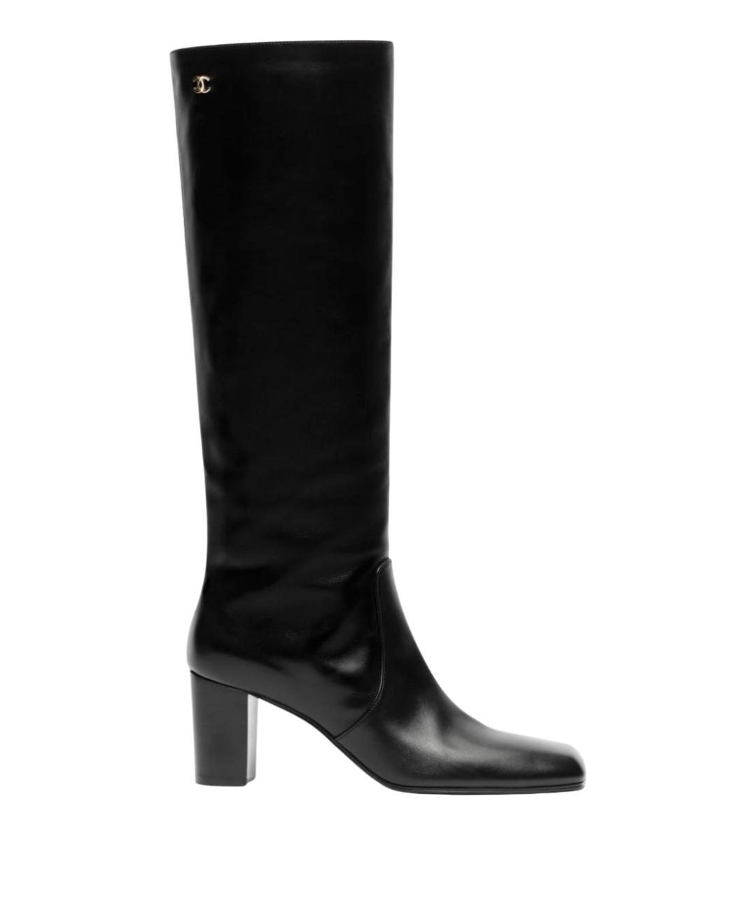 CHANEL Черные кожаные сапоги, фото 1