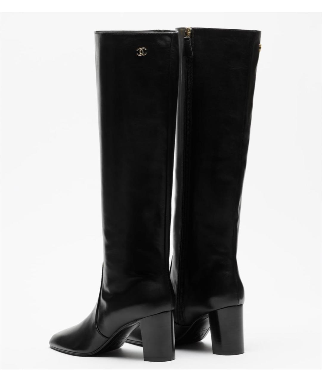 CHANEL Черные кожаные сапоги, фото 3