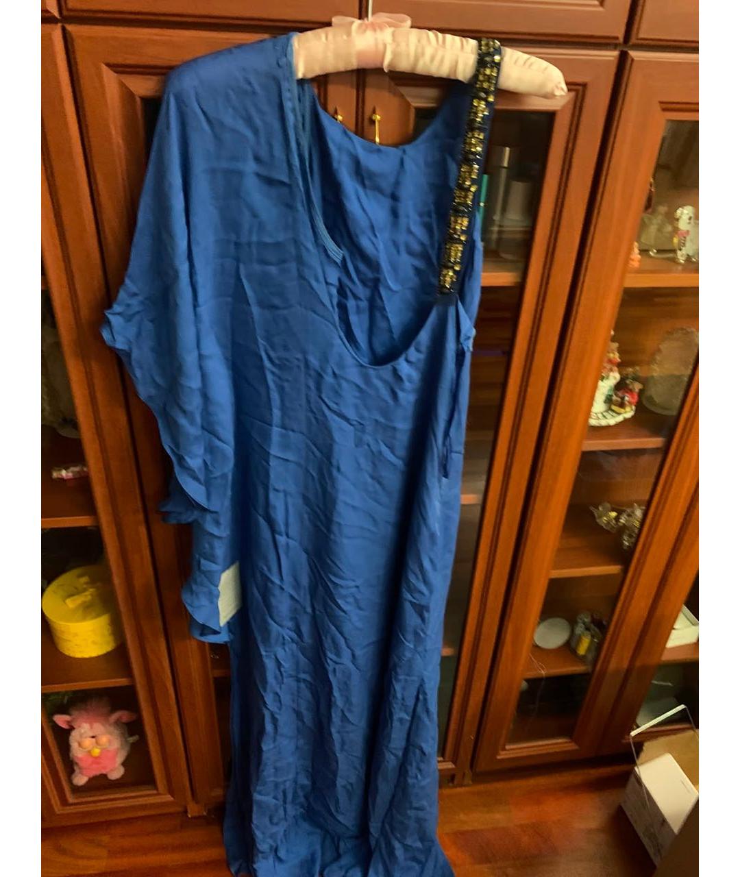 BCBG MAXAZRIA Синее шелковое вечернее платье, фото 3