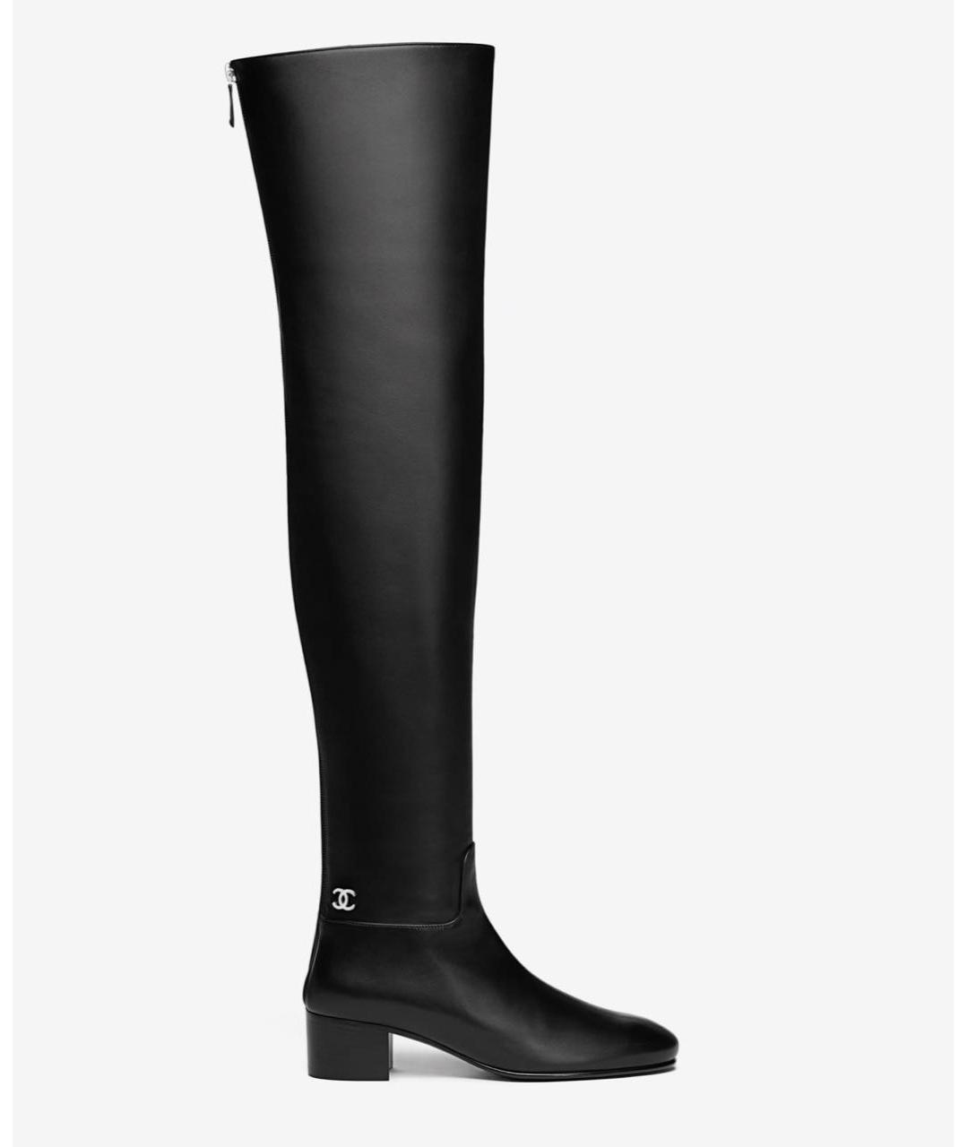 CHANEL Черные кожаные ботфорты, фото 3
