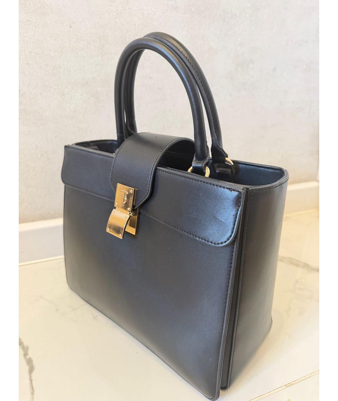 TRUSSARDI Черная сумка с короткими ручками из искусственной кожи, фото 2