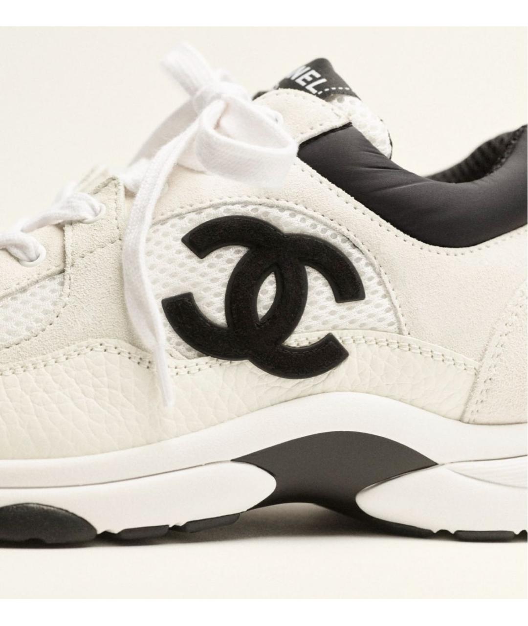 CHANEL Белые кожаные кроссовки, фото 3