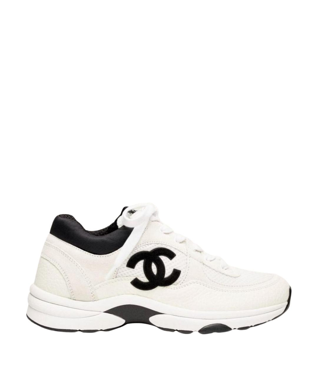 CHANEL Белые кожаные кроссовки, фото 1