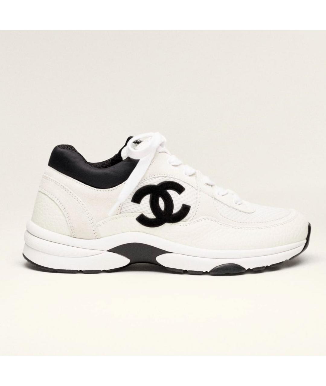 CHANEL Белые кожаные кроссовки, фото 4