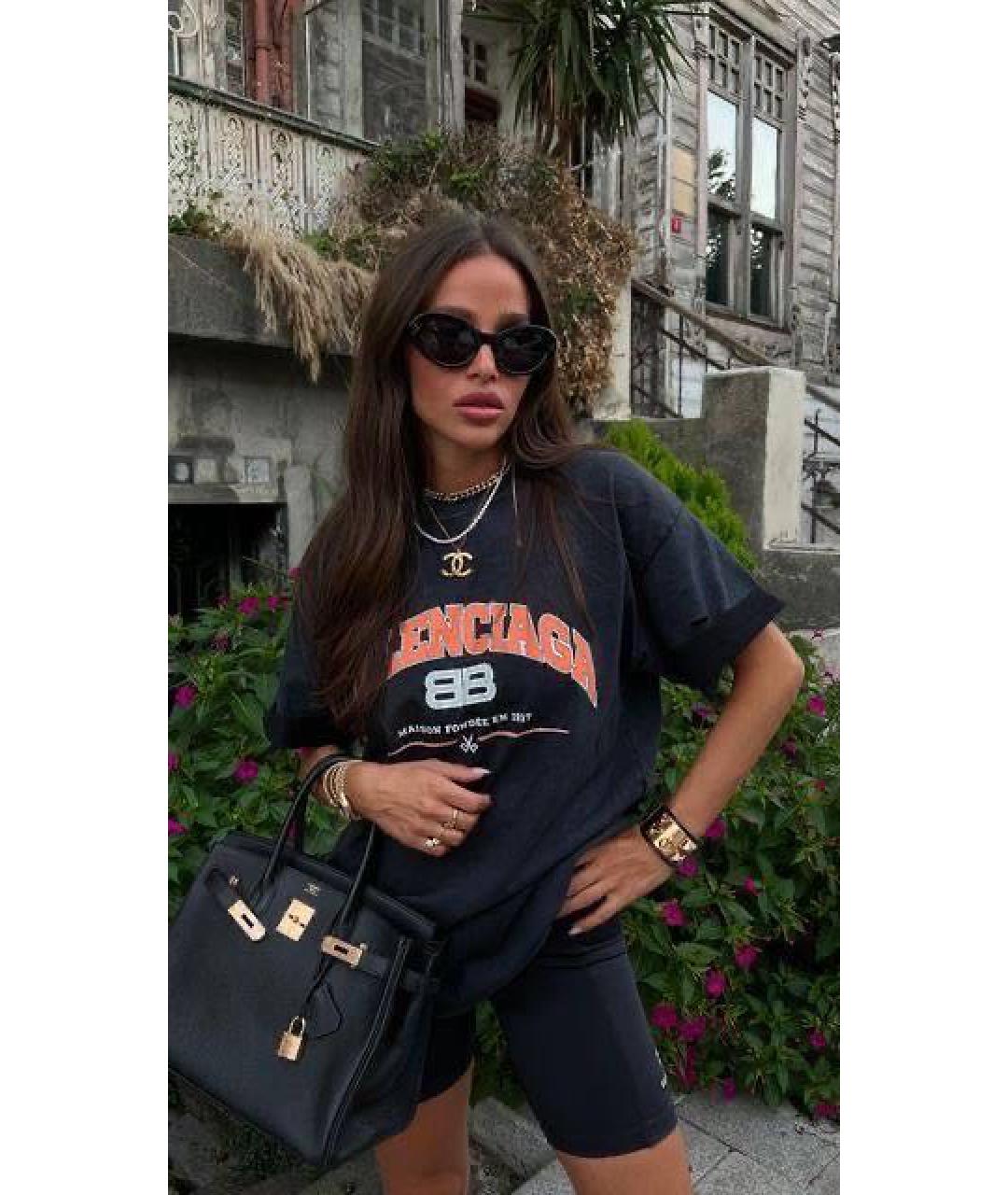 BALENCIAGA Темно-синяя футболка, фото 4