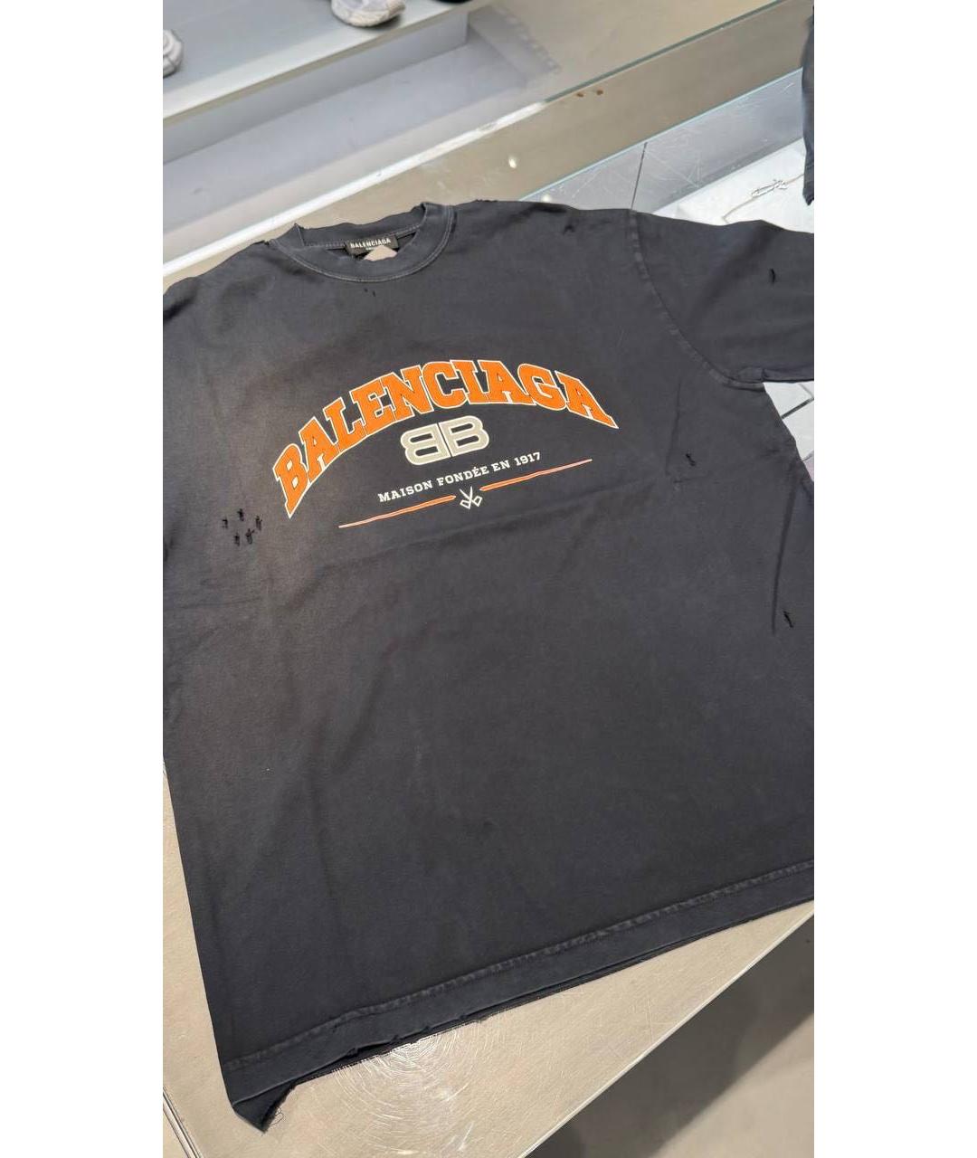 BALENCIAGA Темно-синяя футболка, фото 3