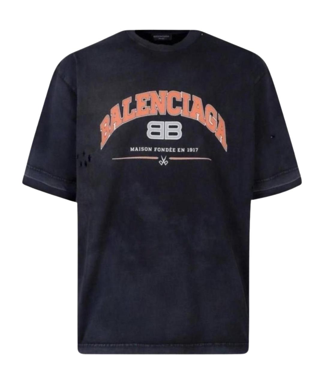 BALENCIAGA Темно-синяя футболка, фото 1