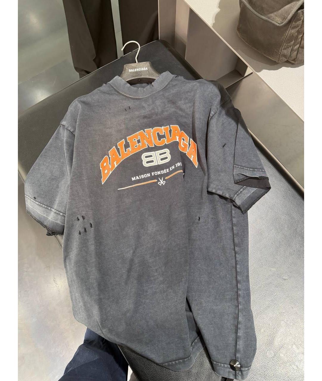 BALENCIAGA Темно-синяя футболка, фото 2