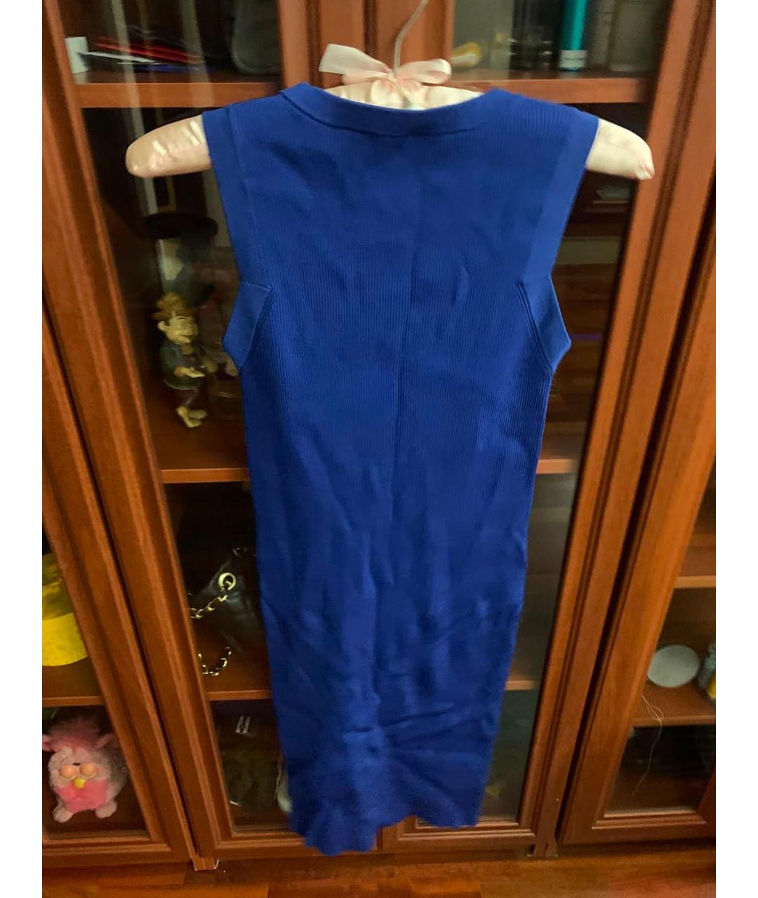 HELMUT LANG Синее вискозное повседневное платье, фото 2
