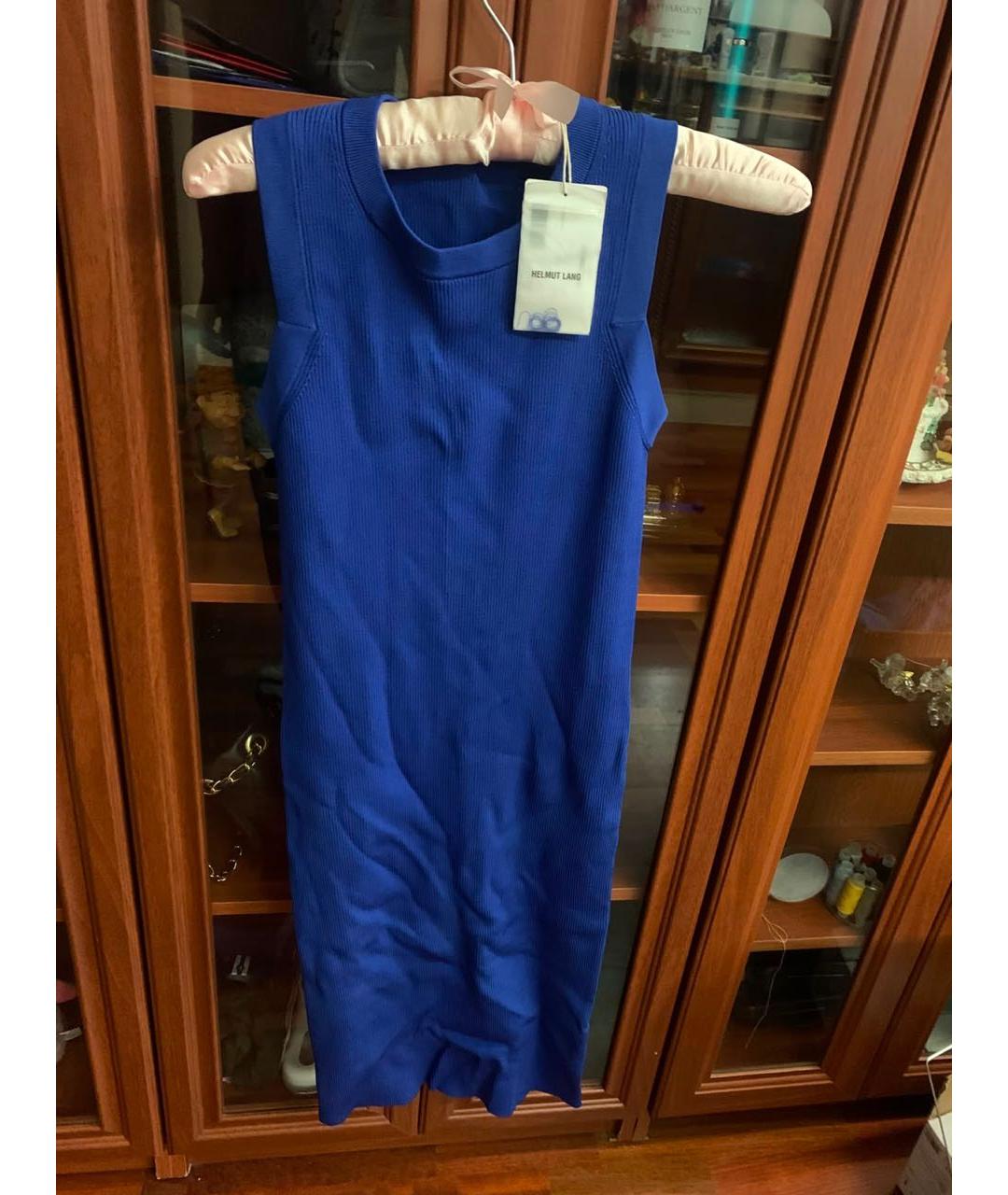 HELMUT LANG Синее вискозное повседневное платье, фото 8