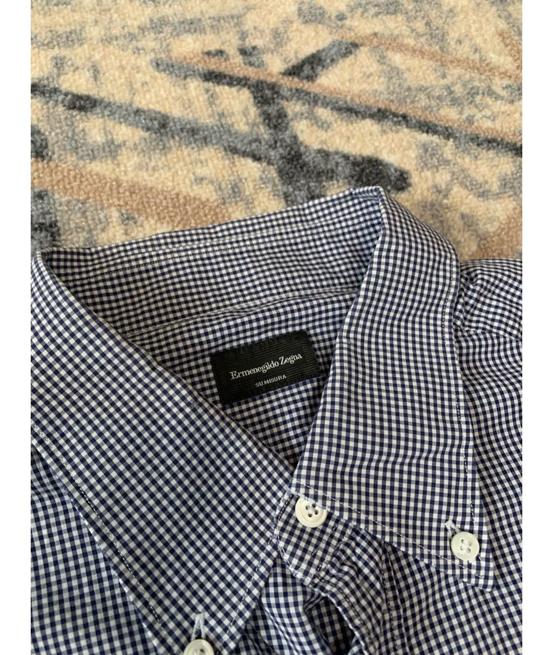 ERMENEGILDO ZEGNA XXX Синяя хлопковая классическая рубашка, фото 2