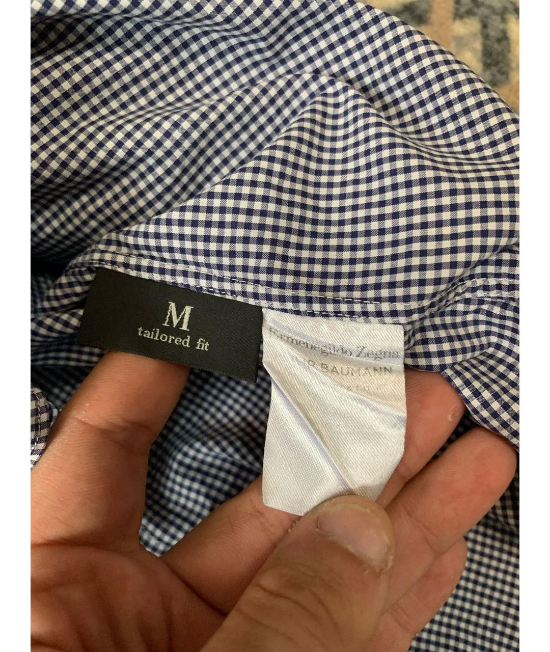 ERMENEGILDO ZEGNA XXX Синяя хлопковая классическая рубашка, фото 4