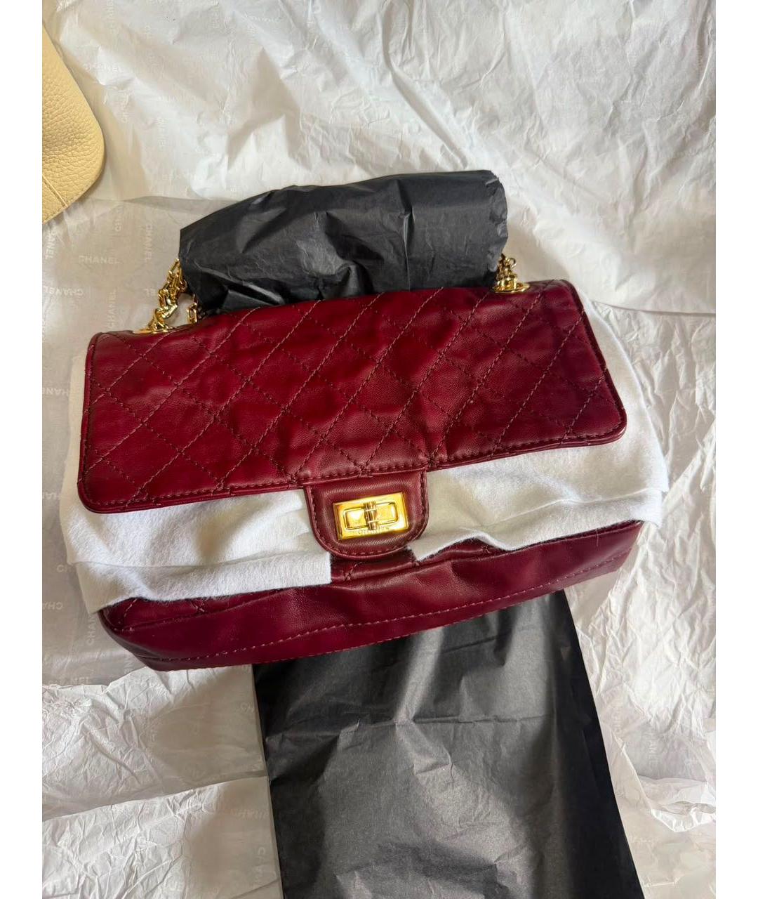 CHANEL Бордовая кожаная сумка через плечо, фото 4