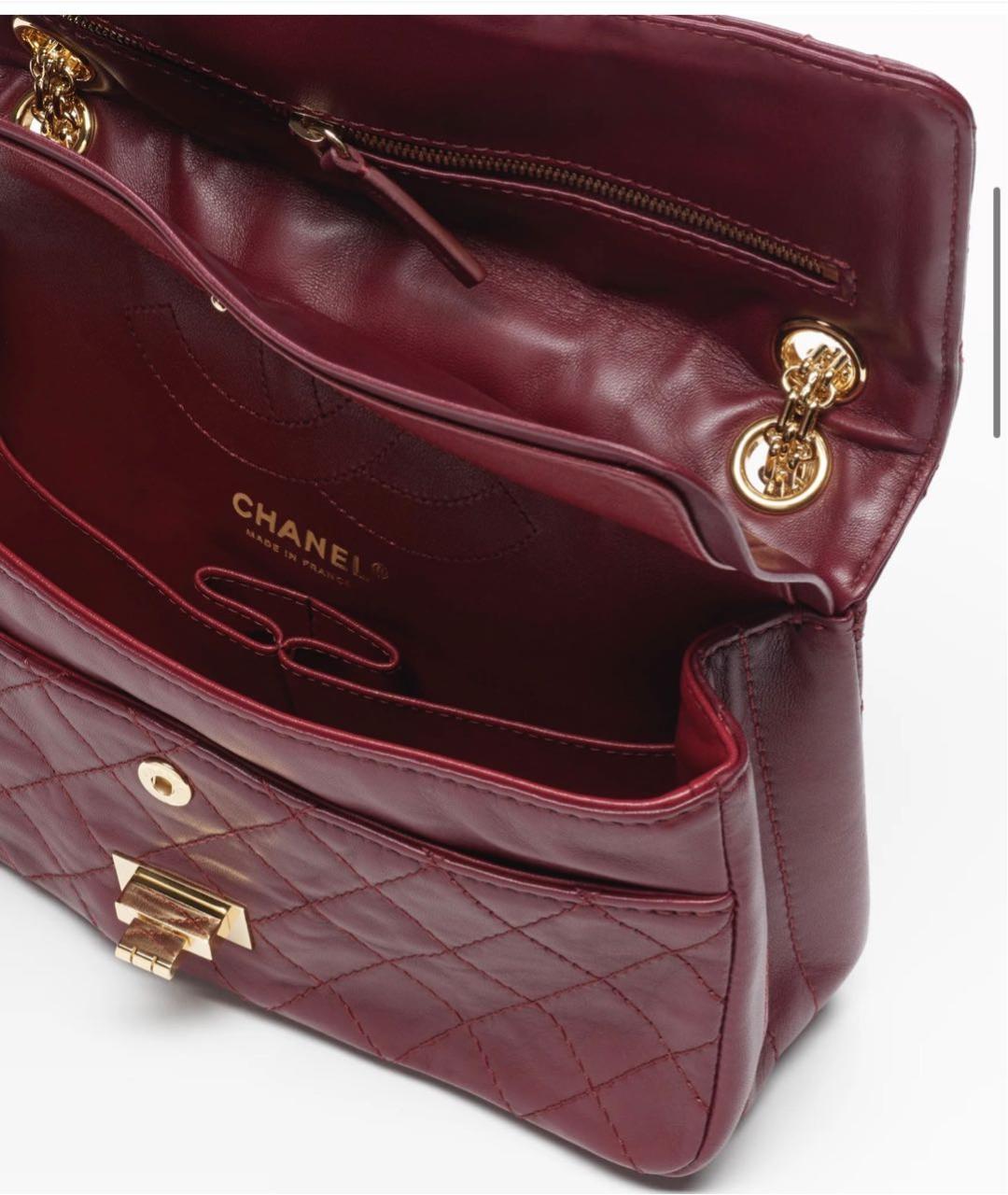 CHANEL Бордовая кожаная сумка через плечо, фото 3